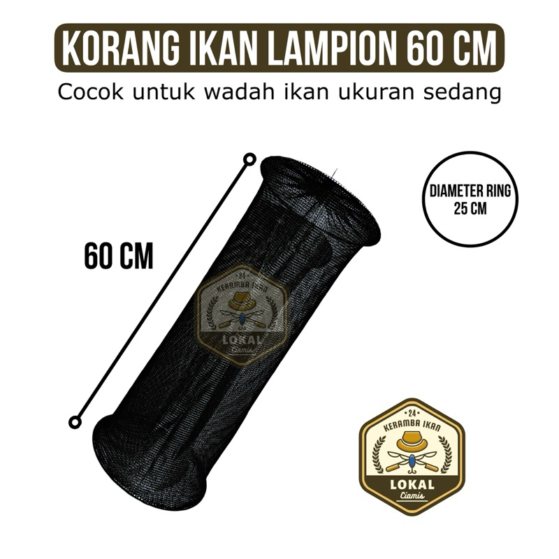 KORANG IKAN LAMPION 60CM | KOJA IKAN KAIN HALUS | KORANG PANCING  | BUBU IKAN | KERAMBA IKAN | WADAH