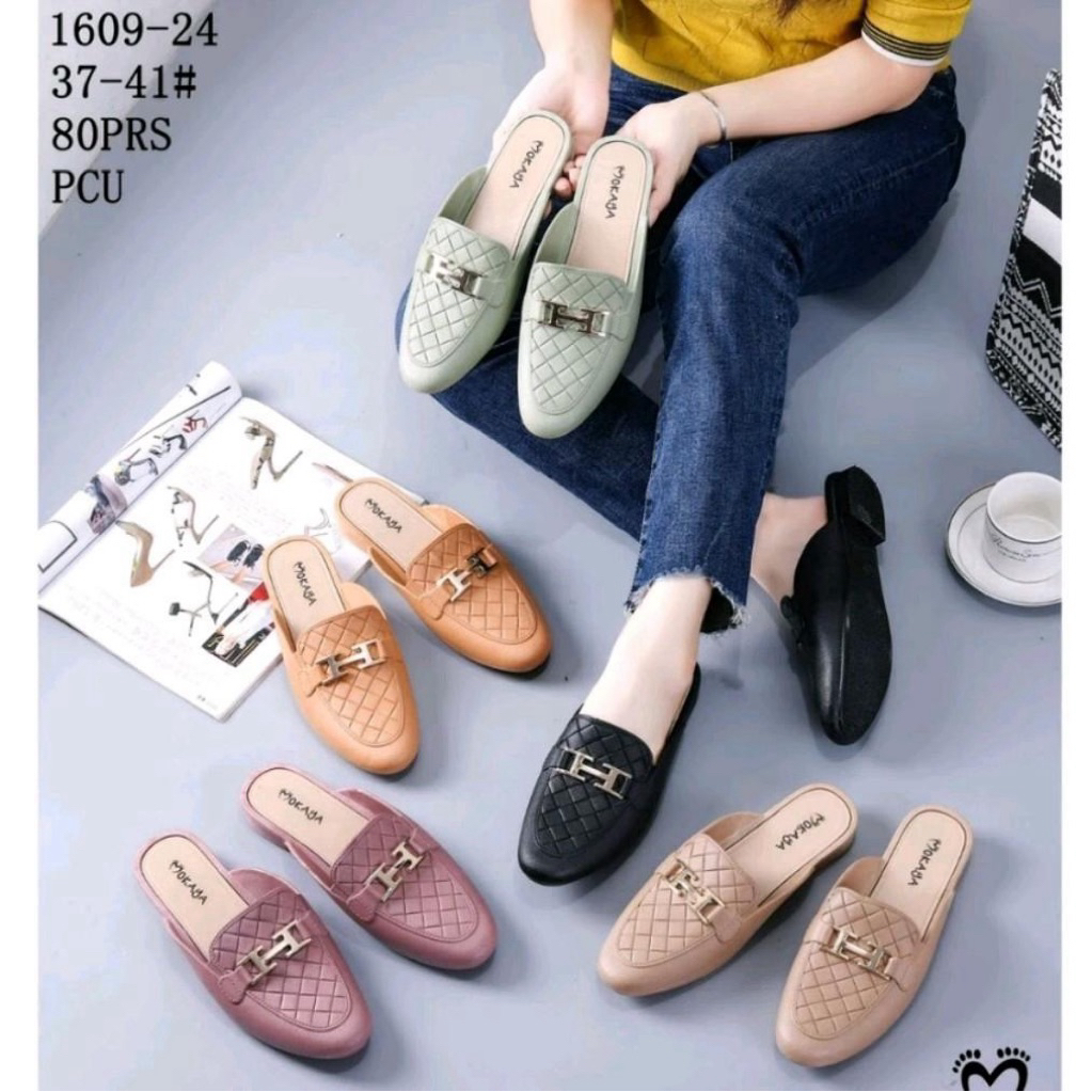 Sandal Sepatu Kantor Mewah Motif H Import Mokaya 1609-911 dan Mokaya 1609-B1 Morego 1609 dan LCR 160