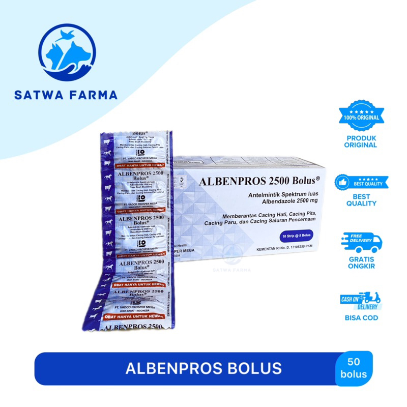 ALBENPROS 2500 Bolus - Albendazol Obat cacing hewan murah