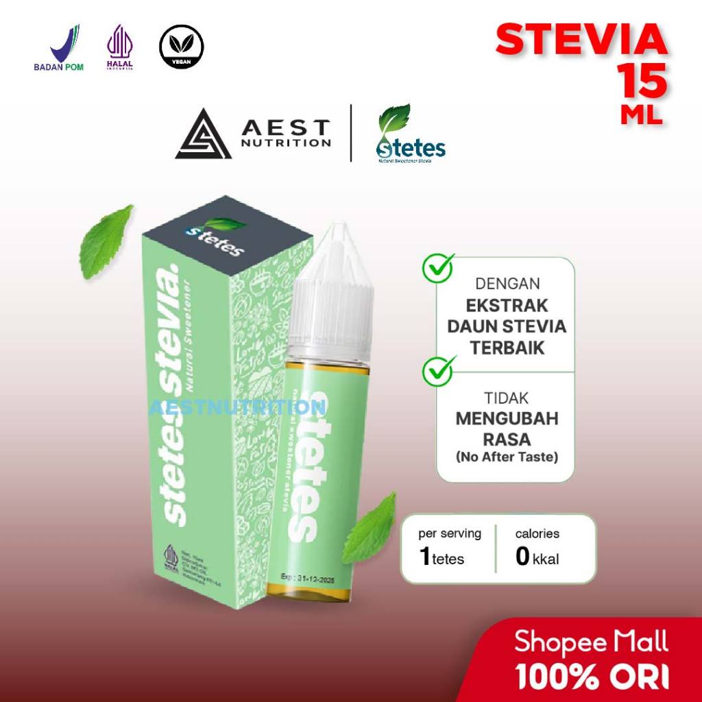 

Stetes Stevia Natural Sweetener - 15 ml Pemanis Alami Alternatif Gula 0 Kalori