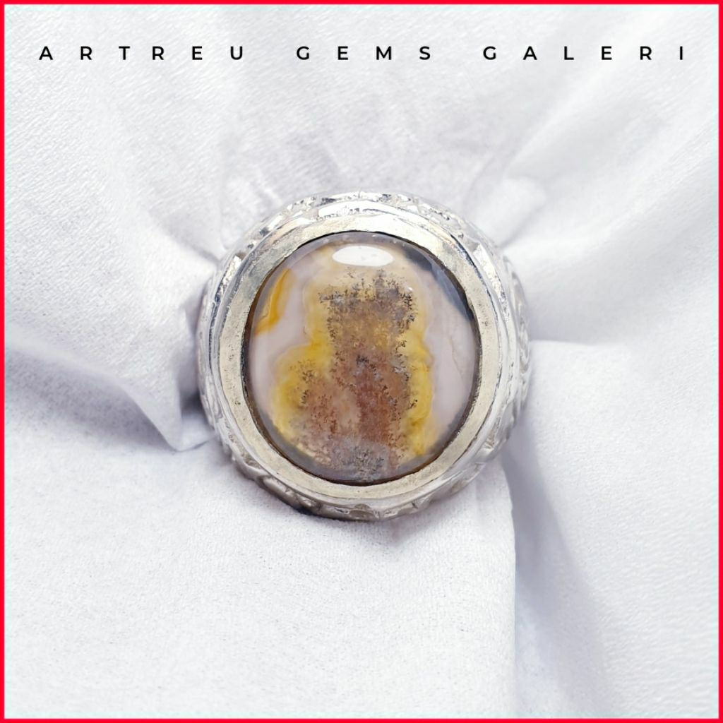 Batu Lumut - Moss Agate | COD Bisa | Cincin Batu Akik Ring 5-10 kecubung