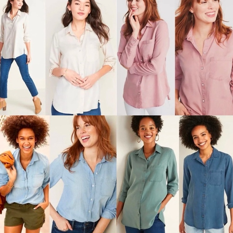 KODE E27D Old Navy Denim Pocket Shirt  Kemeja Wanita Original