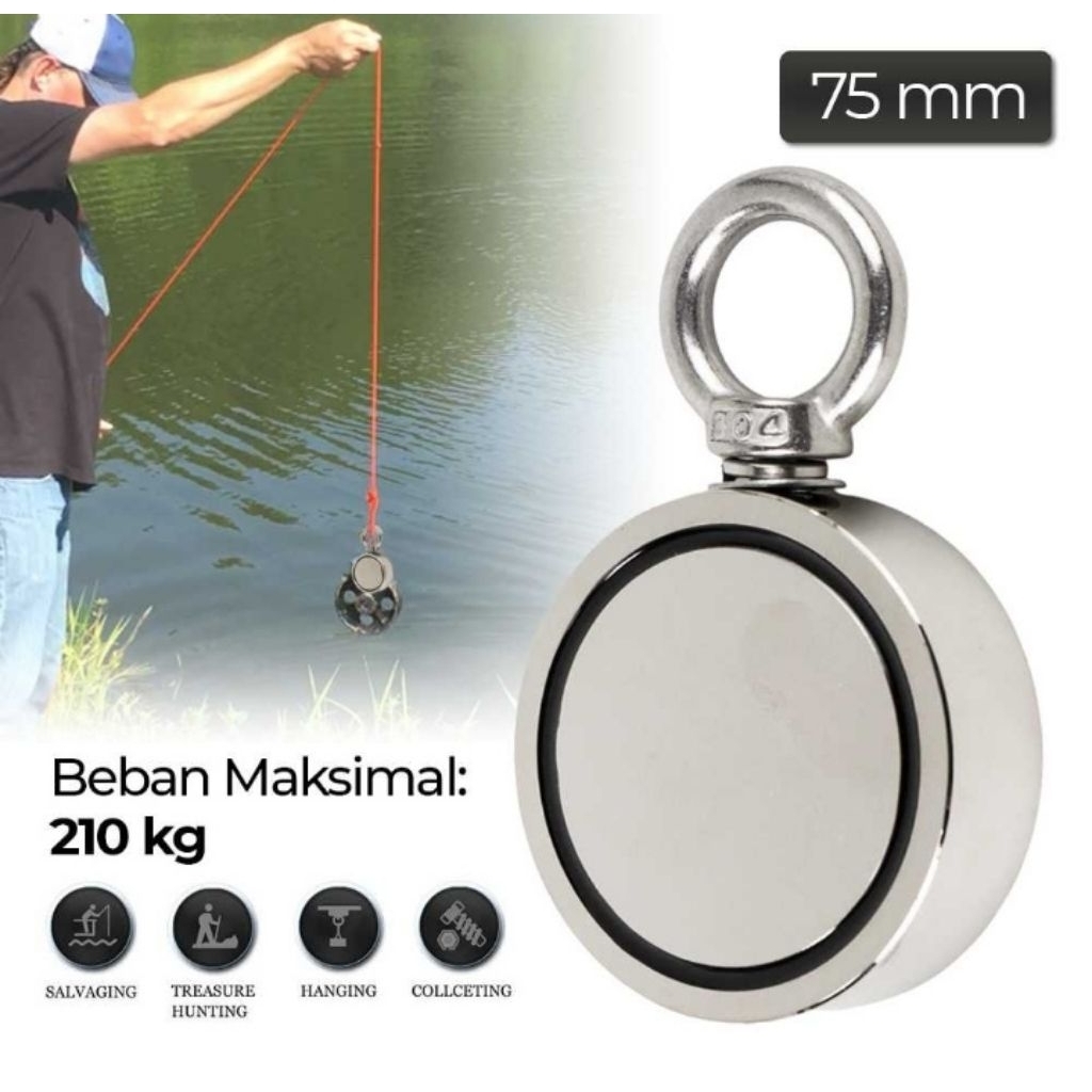 Magnet Gantungan Round Hook Strong Neodymium 75mm HYSAMTA D75