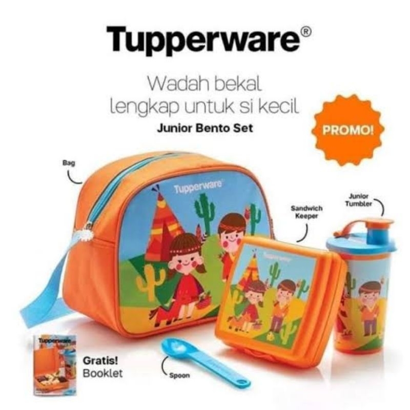 Tupperware Junior Bento Set / Kids Lunch Set Wadah Tempat Makan Bawa Bekal Anak Sekolah Balita