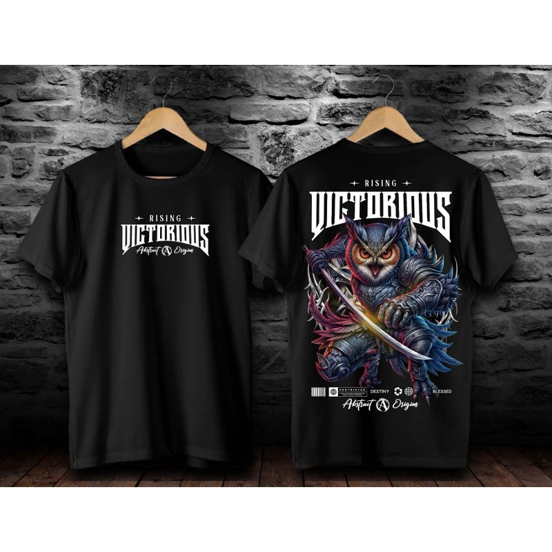 Baju Kaos Pria Motif Rising Victorius Owl Night Burung Hantu Terbaru Kombet