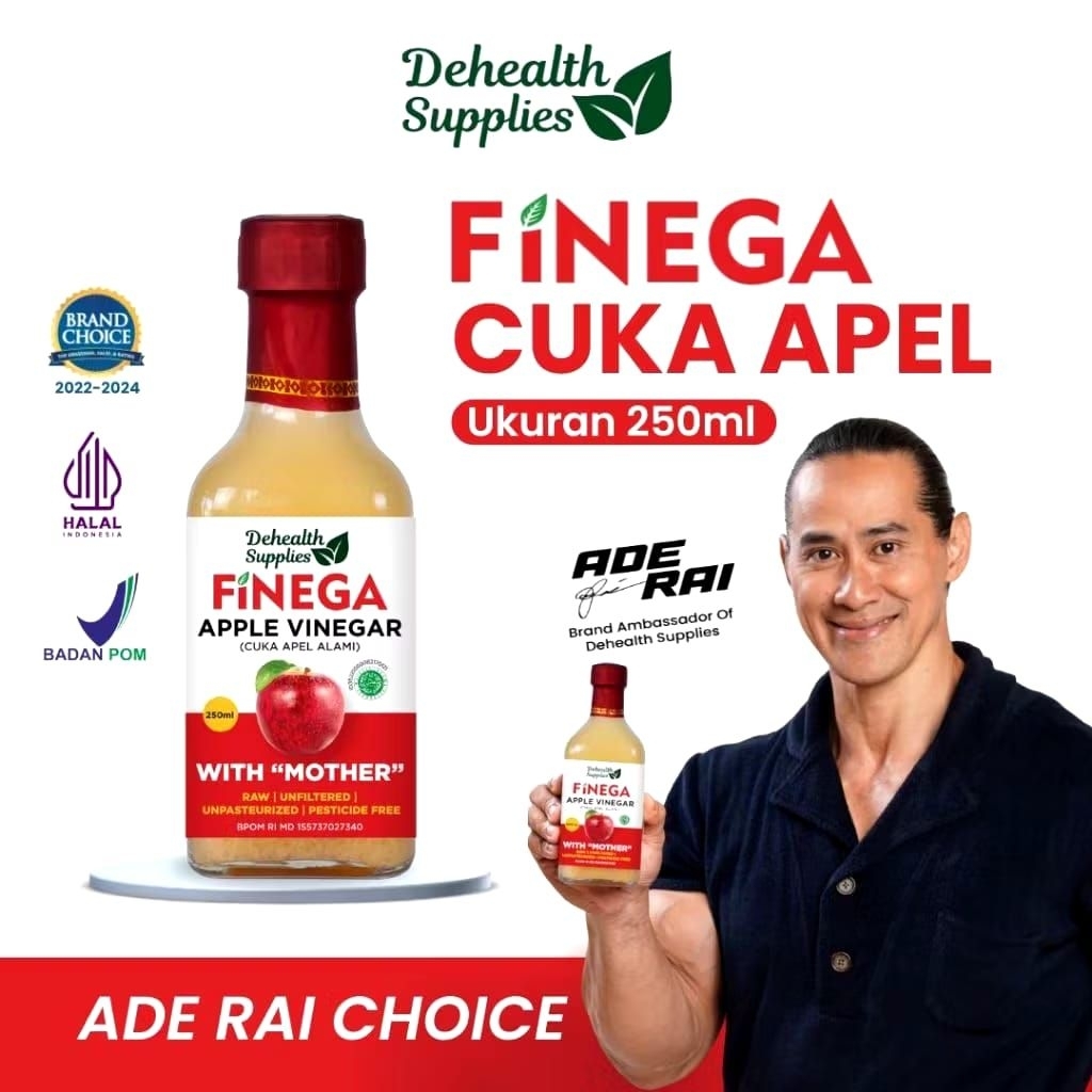 

Dehealth Supplies FINEGA CUKA APEL 250ml botol kaca/cuka apel halal