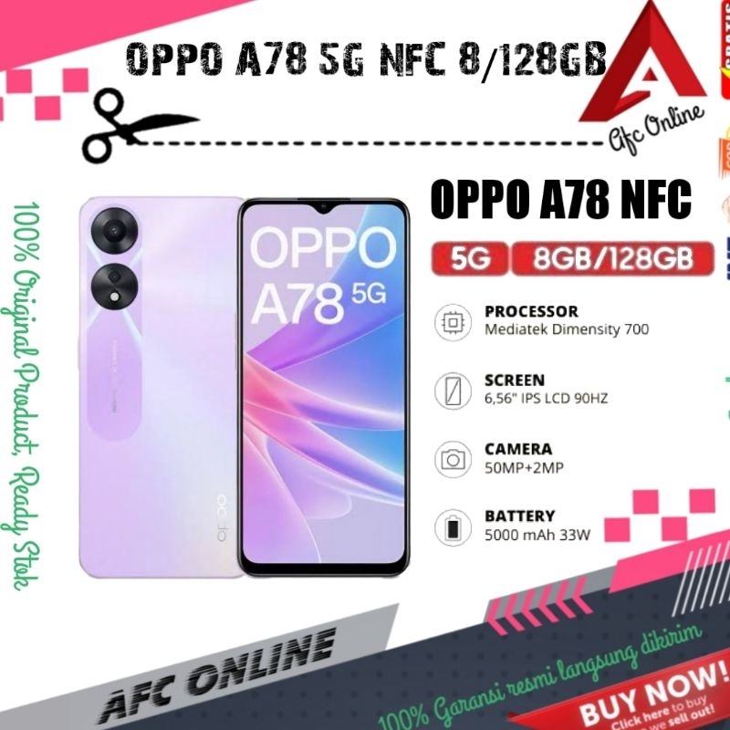 New OPO A78NFC 5G Ram 8/128GB Resmi No Repack