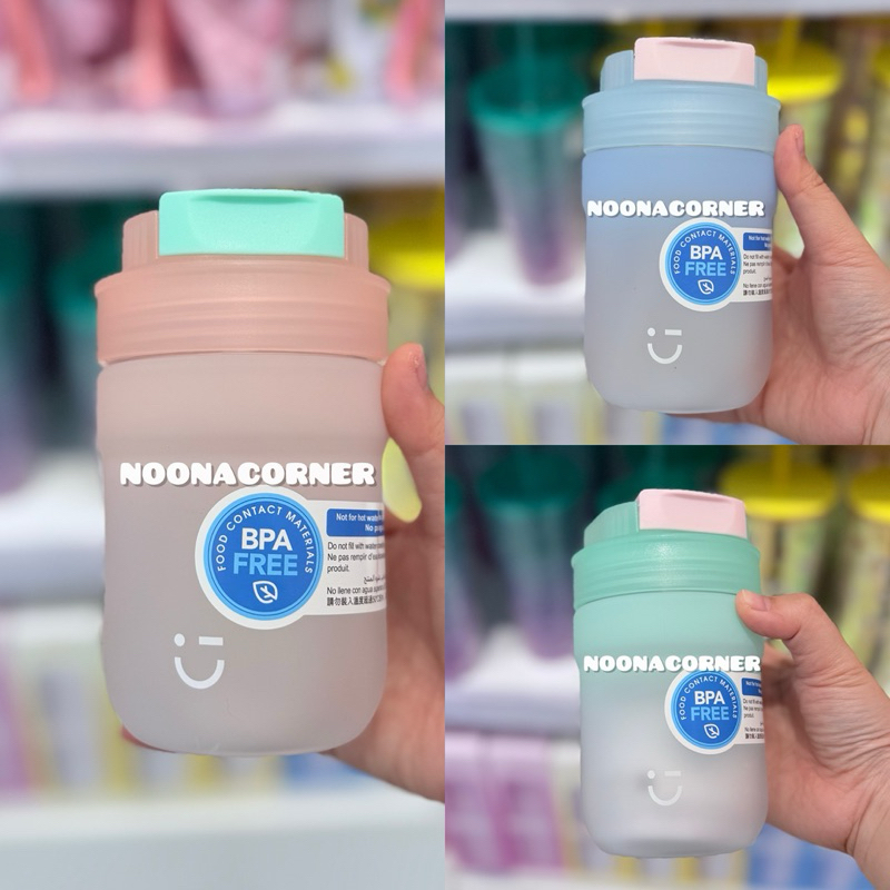 Miniso ‼️ Botol Minum Plastik / Double Wall Coffee Mug + Sedotan Solid Pastel Color Collections (420