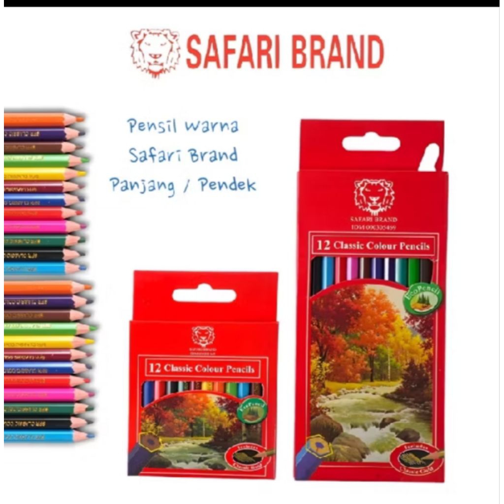 

(SAFARI) PENSIL WARNA PANJANG BESAR KECIL MINI 12 WARNA COLOR COLOUR PENCIL PENCILS S...