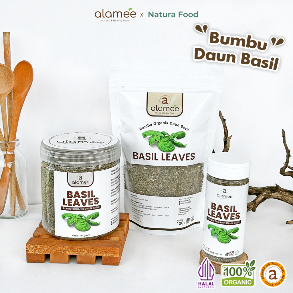 

ALAMEE Daun Basil Kering Bumbu Dapur Dried Leaf Murni Asli Seasoning Organik