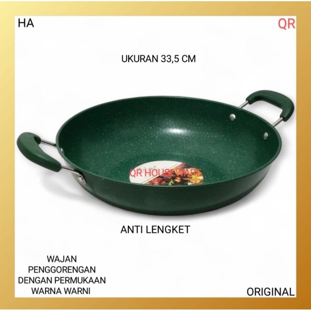 Wajan Penggorengan Anti Lengket 34cm Warna Warni | Wajan Plat Besi Tebal Serbaguna