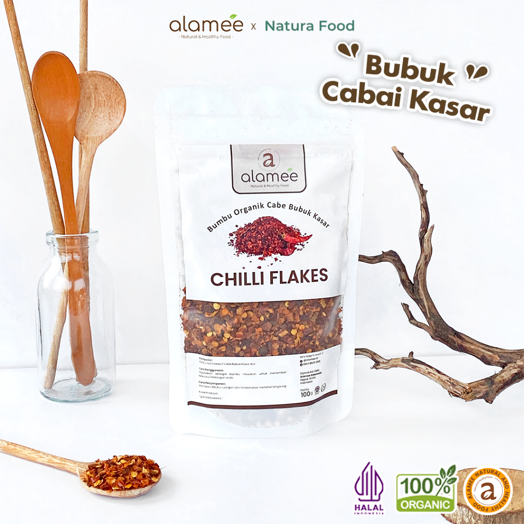 

ALAMEE Cabe Giling Kasar Chilli Flakes Cabai Bubuk Bumbu Dapur Instan Organik Tanpa Campuran 100gr