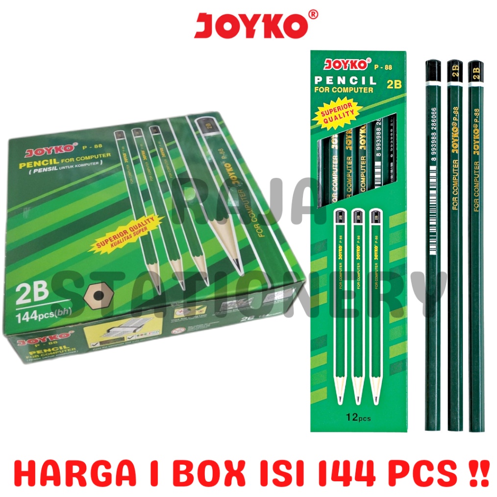

KODE I88J Pensil Kayu JOYKO P88 Pencil 2B Komputer Ujian Grosir P88 Gross Box 144Pcs