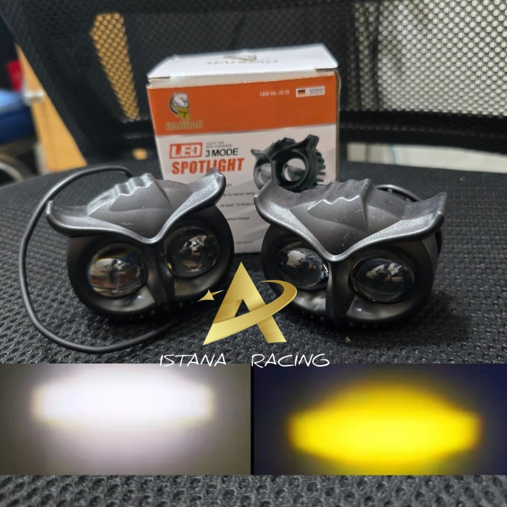 Lampu tembak Owl Lampu Tembak Laser LED D2 2 Warna Putih Kuning