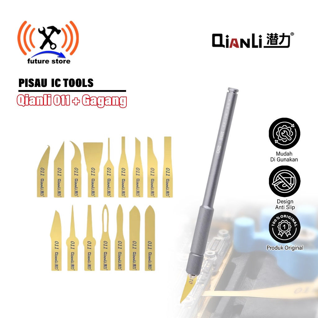 

QIANLI 011 Hand Polished Blades Plus 1 Handle Original - Pisau Bedah IC / CPU Dapat Gagang - 16 Mata Pisau Perbaikan Ponsel Elektronik