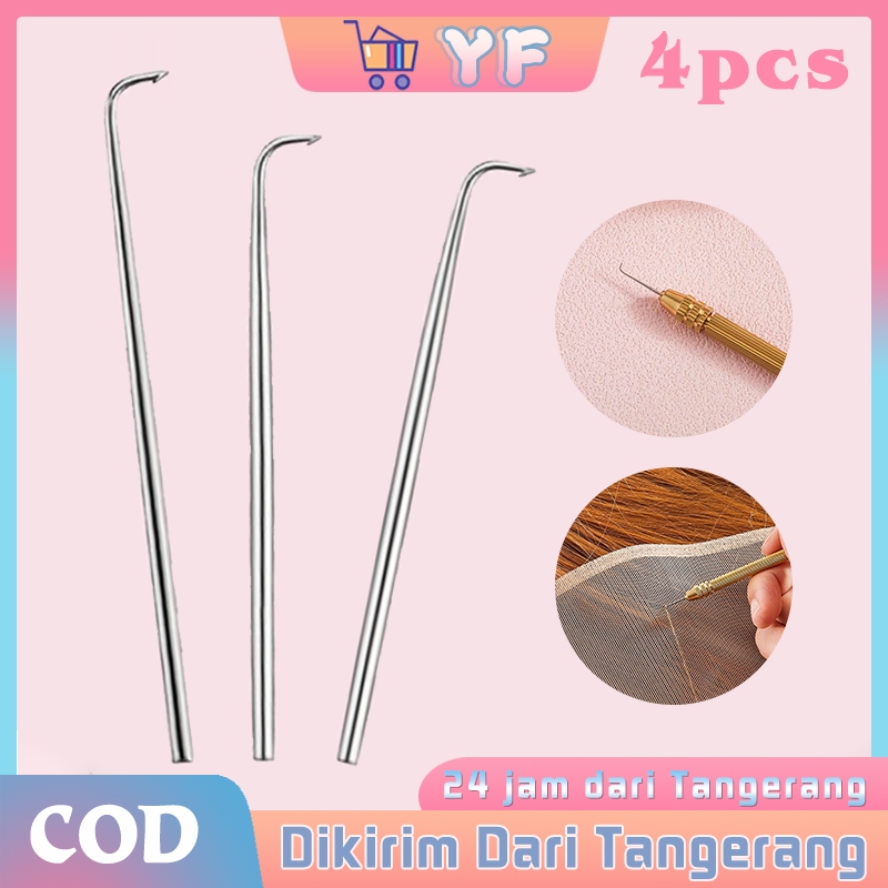 4 Pcs Jarum Knitting Wig / Wig Ekstensi Rambut Rajutan / Jarum Mono