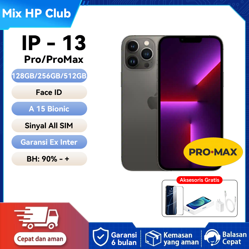 IP 13 PRO / IP 13 PRO MAX - 【Black】- IP 13 PRO/IP 13 PRO MAX Second Bekas  (imei terdaftar) 128GB 25