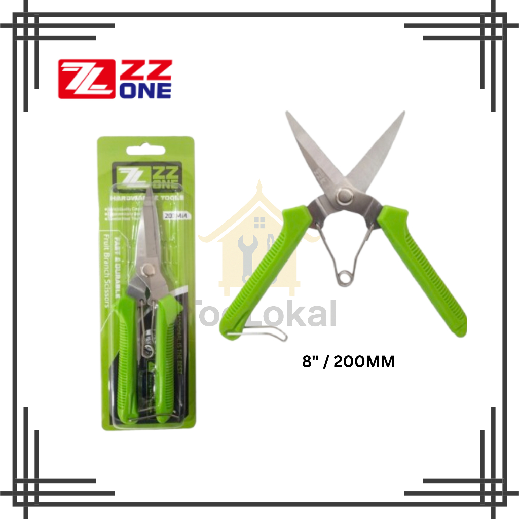 

Gunting Serbaguna (kertas, kawat, dahan, karpet, seng, kardus dan lain-lain) ZZ ONE Fruit Brench Scissors 8" (200MM)