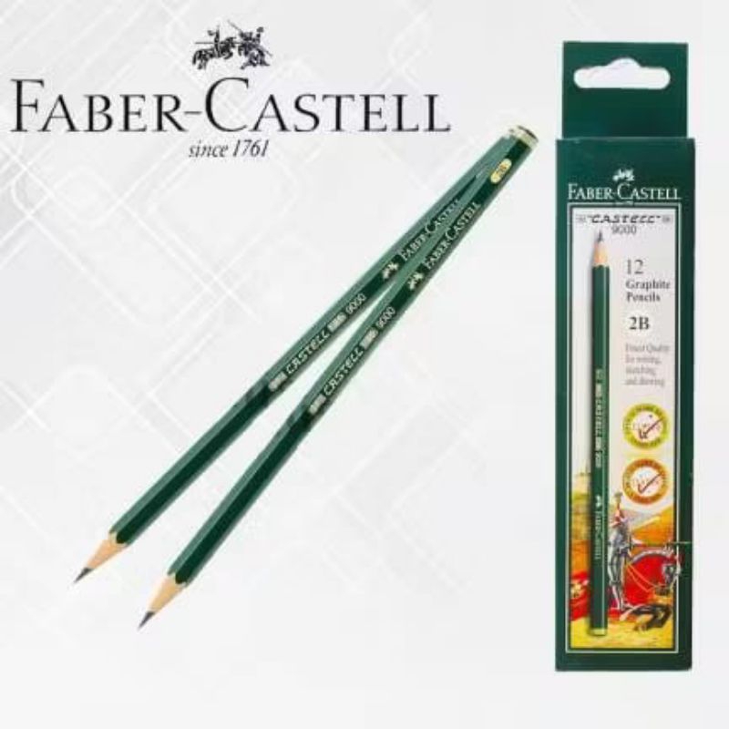 

(1 PAK) Pensil Faber FABER-CASTELL ORIGINAL / Pensil Tulis Ujian - 2B Castell 9000