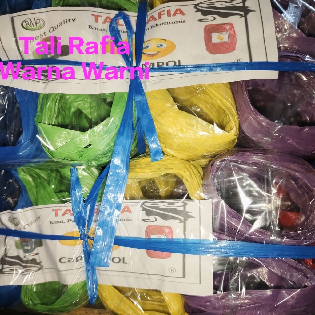 

Tali rafia Merah Putih plastik Tali rumput jepang gulungan kecil