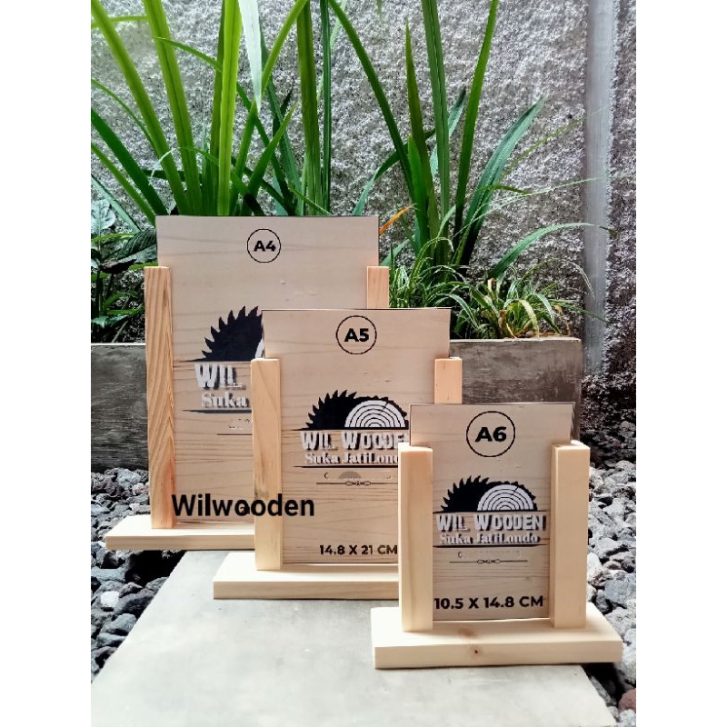 Stand Menu Cafe | tempat kode QRIS | Stand Multifungsi Kayu Jati Belanda