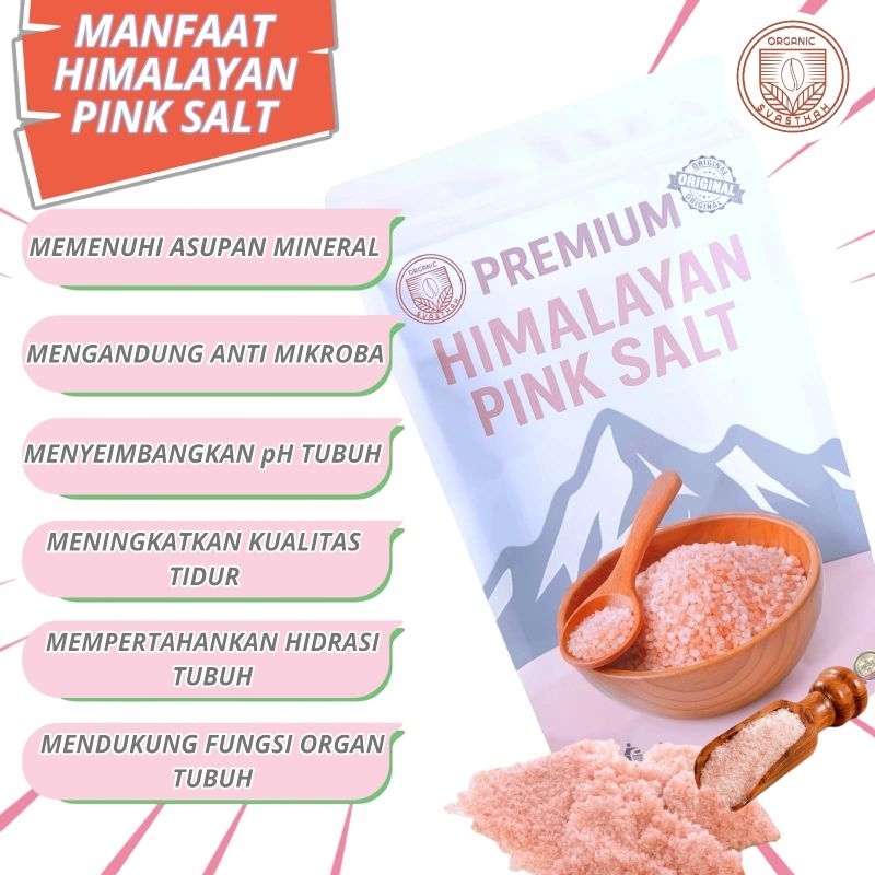 

Premium Himalayan Pink Salt Svasthah Organic Garam Himalaya Original 1 Kg Asli Organik Garem Himalayan Salt Himsalt Organic MPASI