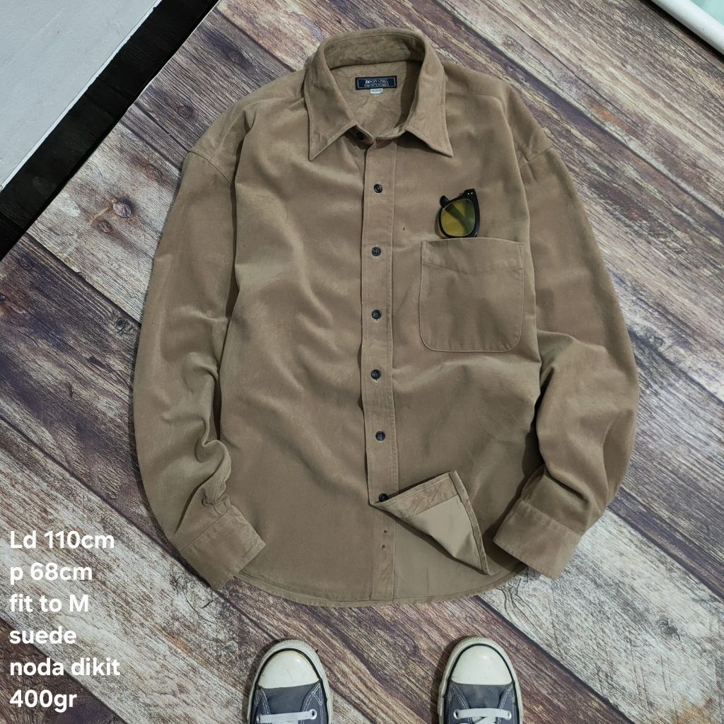 FL12 kemeja lengan panjang flanel suede outer  bonpal size M  cowok pria flannel kotak tartan casual