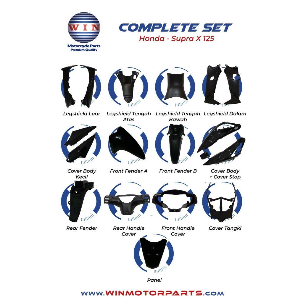 WIN - Complete Set Body Supra X 125 Hitam