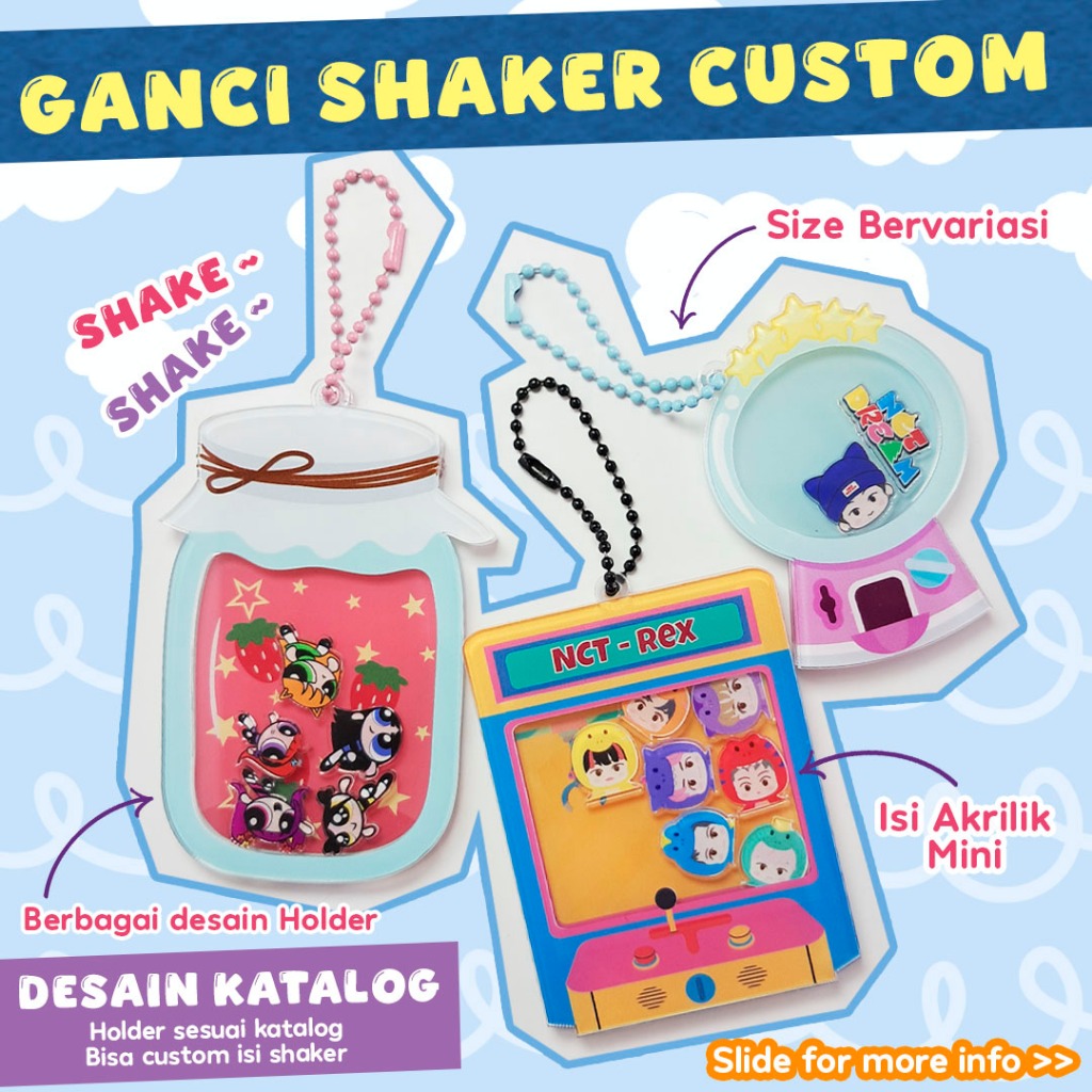 GANCI SHAKER CUSTOM /KEYCHAIN AKRILIK MODEL SHAKER BISA CUSTOM ISIAN SHAKER / GANTUNGAN KUNCI TEBAL 