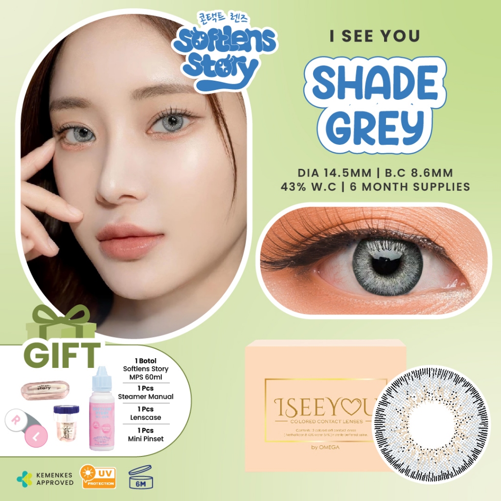 [BUY 1 FREE 5 ITEM] I See You Shade Grey Monthly Softlens Warna Bulanan