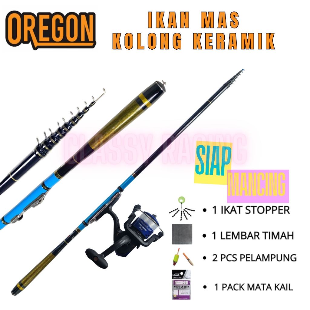 Tegek Oregon Ikan Mas Kolongan 360 450 540 SIAP PAKAI Bahan Carbon Ruas Panjang