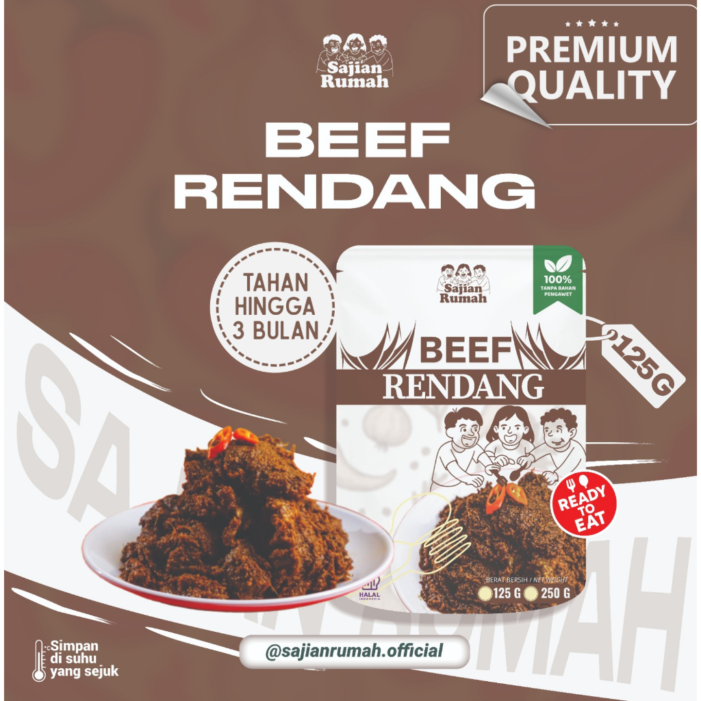

[125 GRAM] BEEF RENDANG | Lauk siap saji, Ready to eat, halal, makan lauk enak praktis- Sajian Rumah
