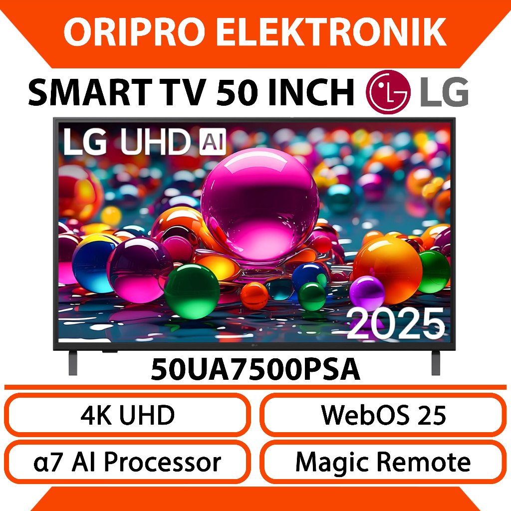 Smart TV 50 Inch LG 4K UHD WebOS 2025 50UA7500PSA