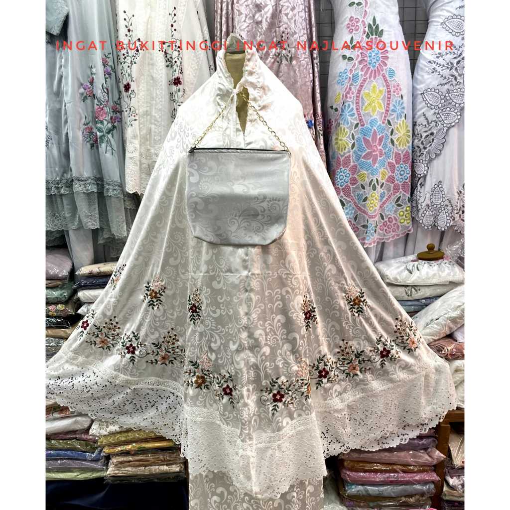 MUKENA BORDIR KOMBINASI RENDA BAHAN SUTRA JAGUAR/MUKENA BORDIR SUTRA BUKITTINGGI