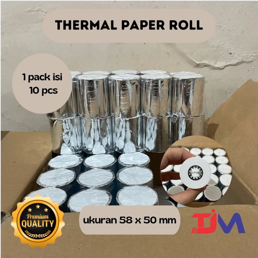 

Kertas Struk Kasir Paper Roll Thermal 58 x 50 mm - 10 Roll/Pack