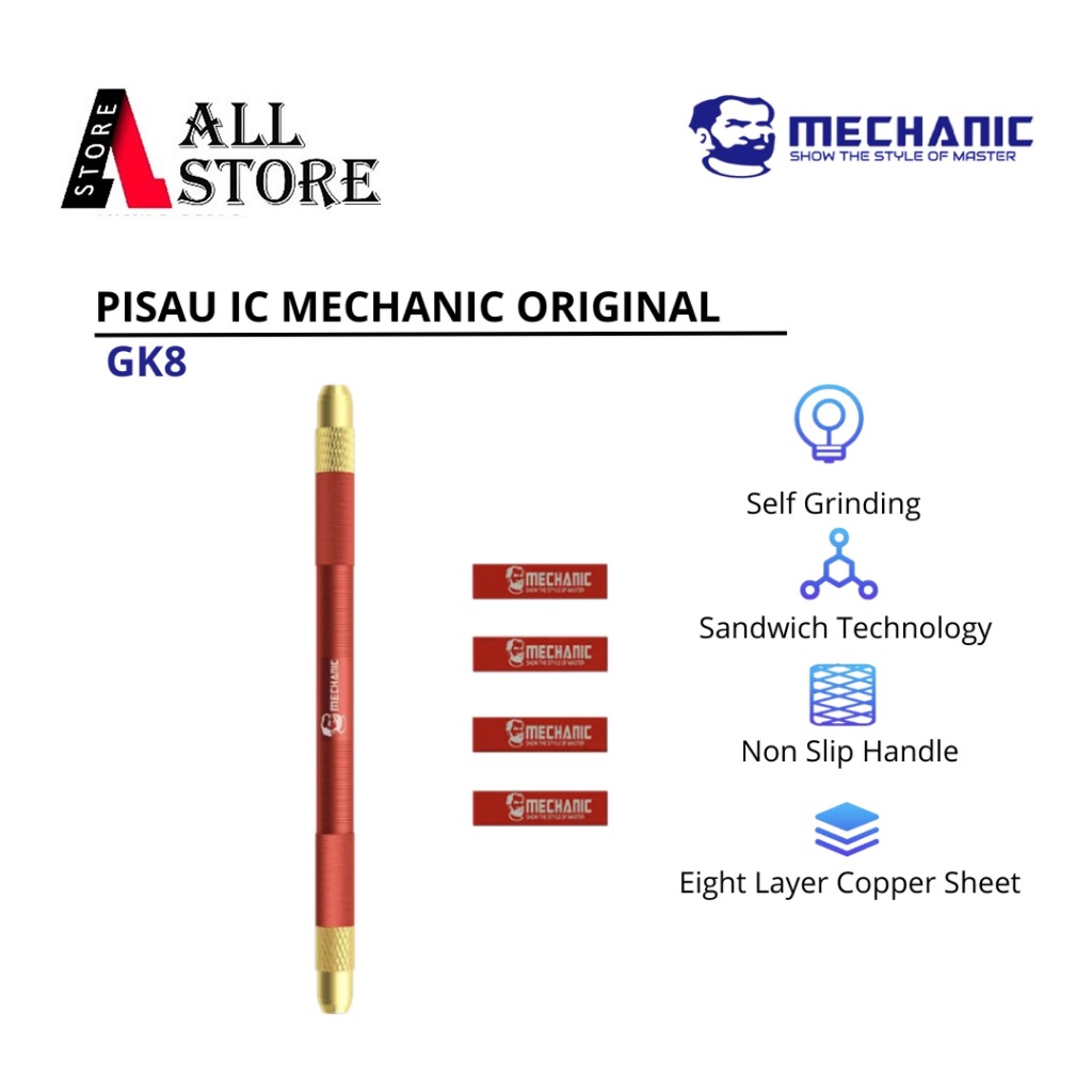 

MECHANIC GK8 PISAU IC ORIGINAL CUTTER IC SERVICE / PISAU UKIR - Pisau Merah Tidak Melukai Tangan Anda Pisau Multifungsi CPU IC Lem Baseband HDD NAND Pisau Pelepas