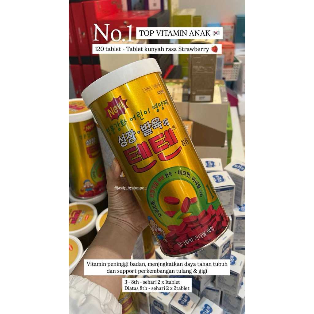 Tenten Vitamin Peninggi badan anak Tablet Strawberry ORIGINAL