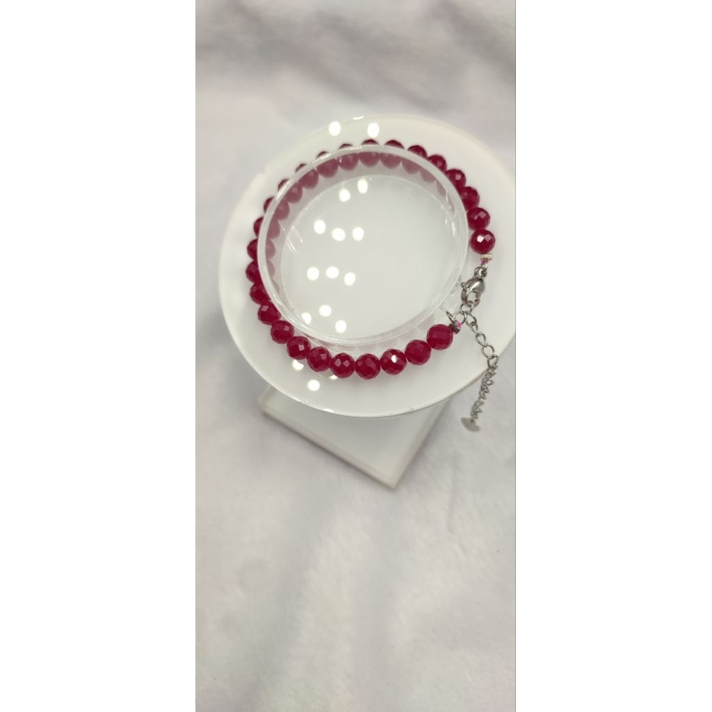 Bracelet Stone Healing Crystal Natural Stone Gelang Ruby Burma Merah Super Hq Premium Grade AA+ 6