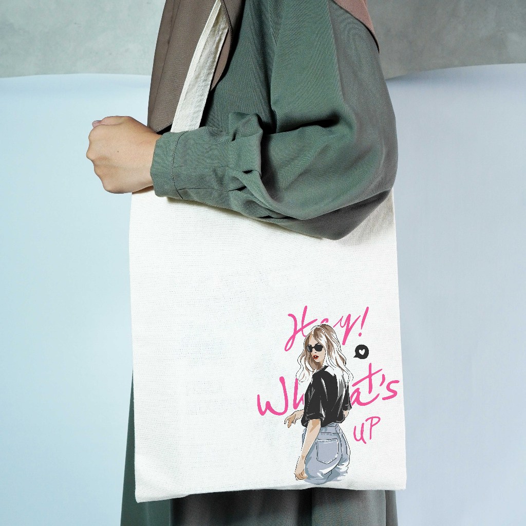 Tas Tote Bag Tas Jinjing Unisex Hey What's Up - Peta_tostee.