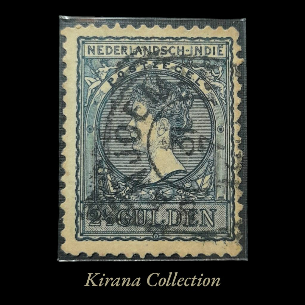 

CP.17 KOLEKSI PRANGKO NED INDIE RATU WILHELMINA 2½ GULDEN 1902-1909 CAP POS BANJOEMAS USED