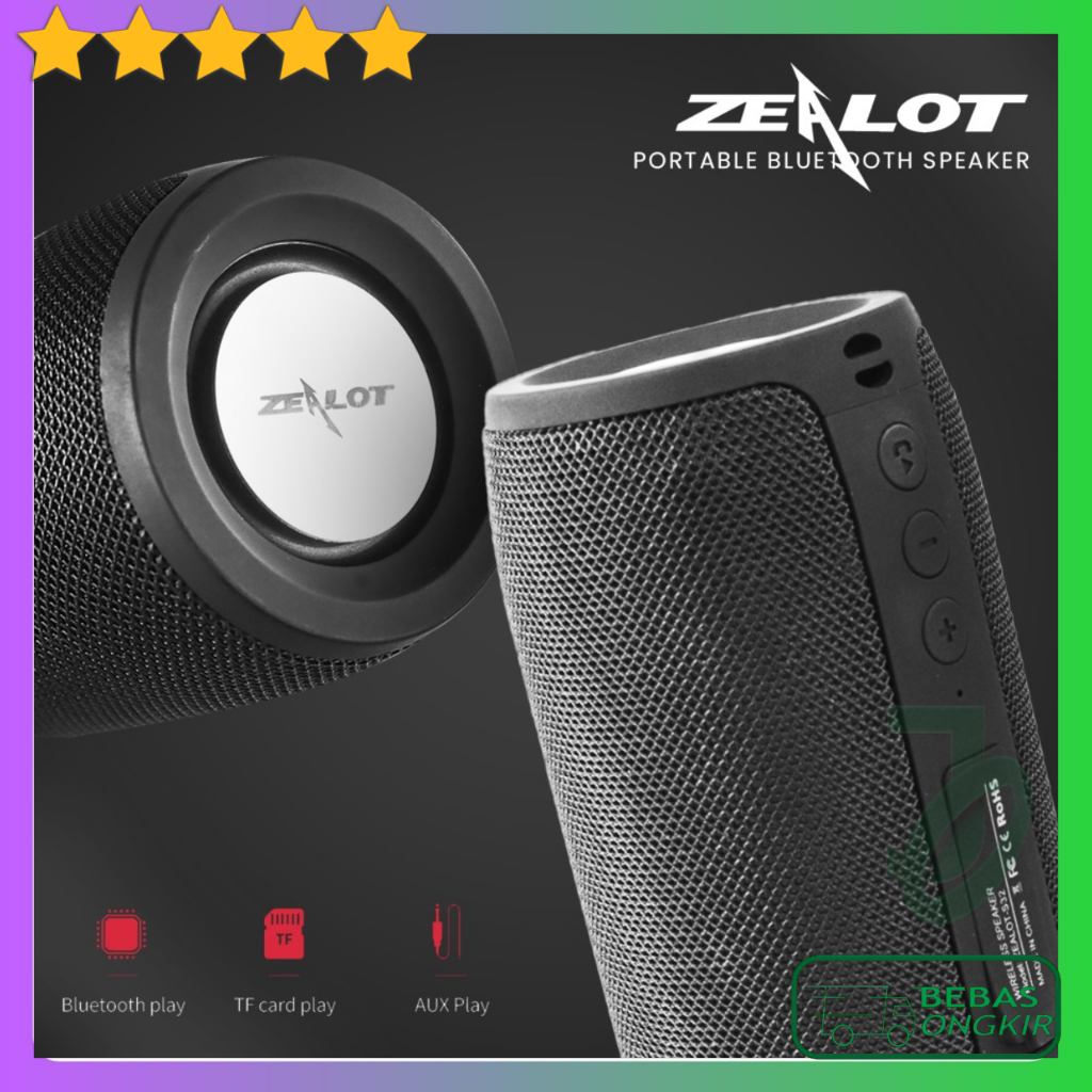 Speaker Portable Bluetooth 5.2 Wireless 3D Stereo Big Bass ZEALOT S32 Original