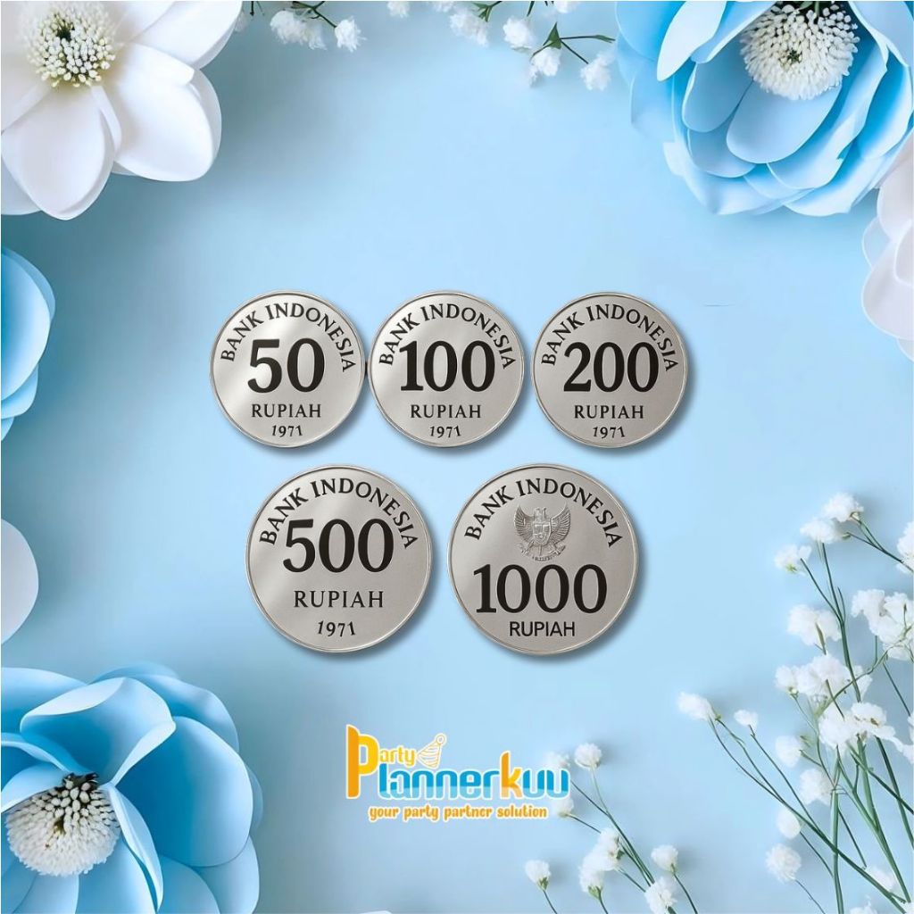 Replika Koin Kuno akrilik silver/perak mahar pernikahan 1 rupiah 25 rupiah Perlengkapan Mahar Murah