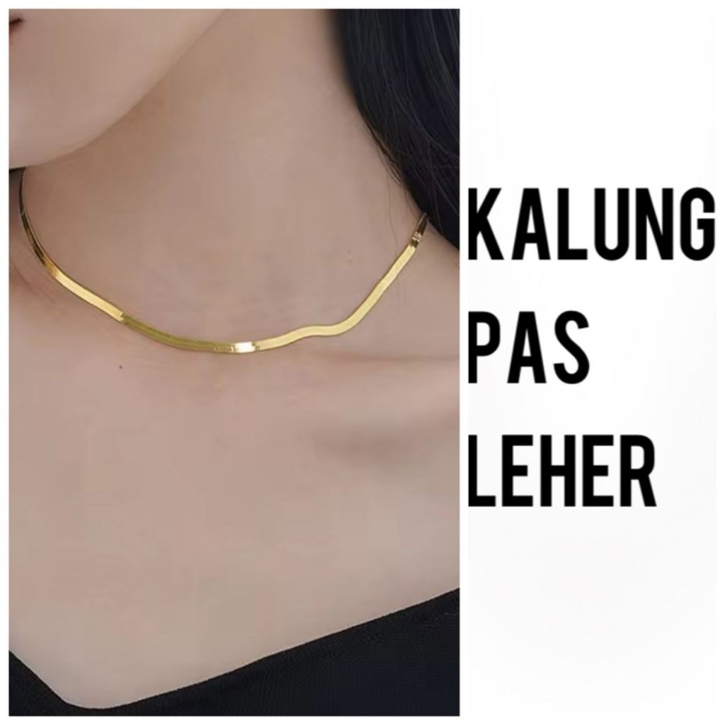 Kalung Titanium Wanita Anti Karat Emas Silver Asli Panjang 35Cm Dan 45Cm
