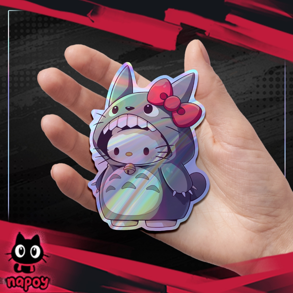 Stiker Hologram Besar Hello Kitty Totoro