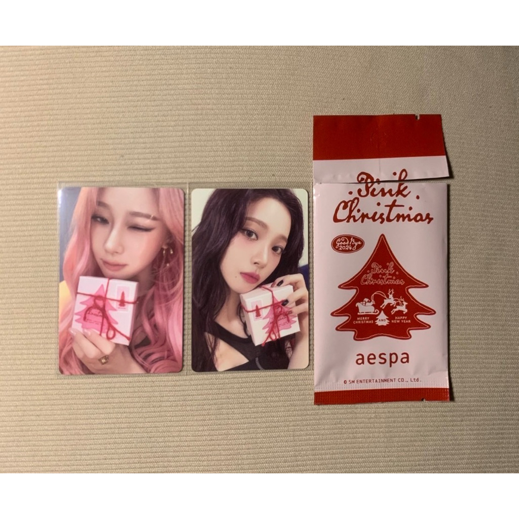 PC PINK CHRISTMAS 2024 AESPA KARINA & GISELLE READY INA