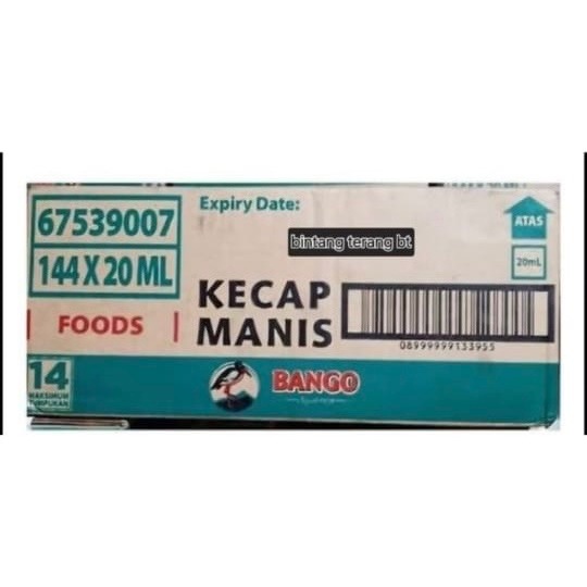 

Kecap Bango Sachet 20ml x 144 sachet sacet 12 pcs x 12 renceng rc / Kecap Bango 20 ml 25 g gr gram dus karton dos Rp 1000