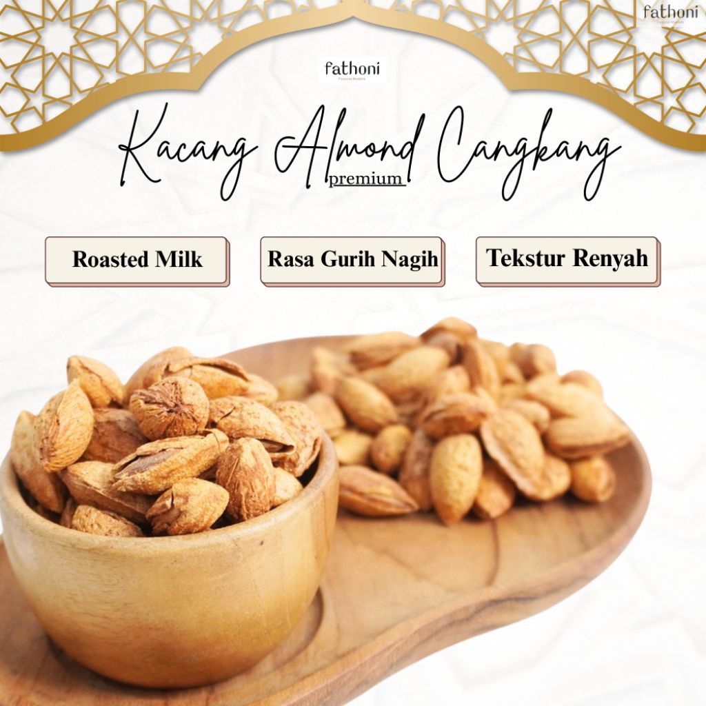 

Kacang Almond Cangkang Roasted Milk Oleh-Oleh Haji Umroh 250gr