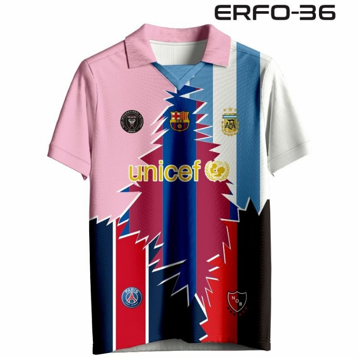 Jersey Tribute Lionel Messi ERFO-36 | Desain Gabungan Barcelona PSG Inter Miami Argentina Messi 10