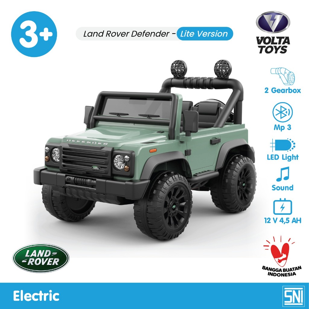 Land Rover Defender - Lite Volta Toys by SHP (Volta 5008) Mainan Mobil Aki Anak 12V Lisensi Resmi La
