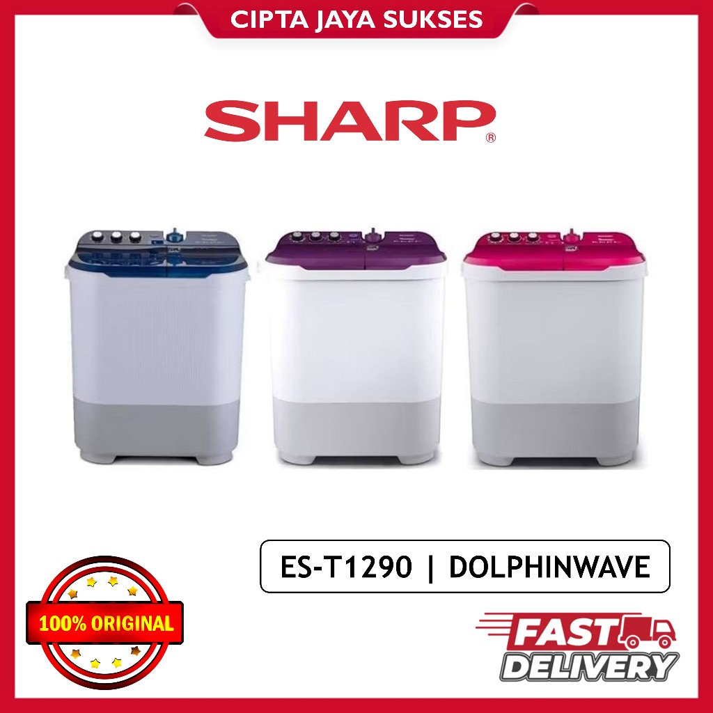 MESIN CUCI SHARP 12 KG DUA TABUNG SHARP DOLPHINWAVE ES-T1290 SHARP 12KG - EST1290 EST 1290 EST-1290